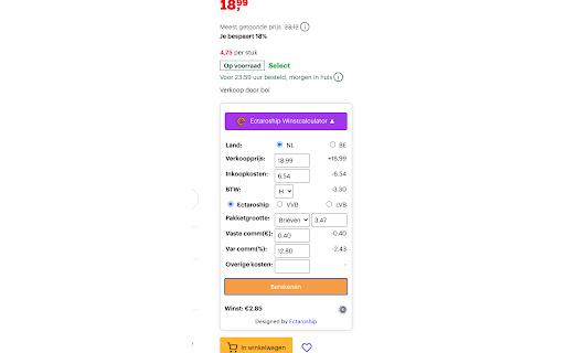 Bol.com winstcalculator  from Chrome web store to be run with OffiDocs Chromium online