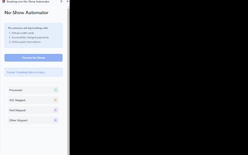 Booking.com No Show Automator  from Chrome web store to be run with OffiDocs Chromium online
