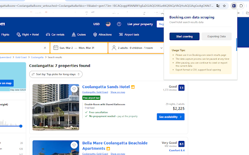 Booking Hotel Search Data Scraper  from Chrome web store to be run with OffiDocs Chromium online
