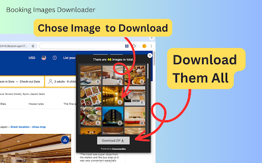 Booking Images Downloader  from Chrome web store to be run with OffiDocs Chromium online