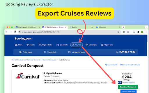 Booking Reviews Extractor  from Chrome web store to be run with OffiDocs Chromium online