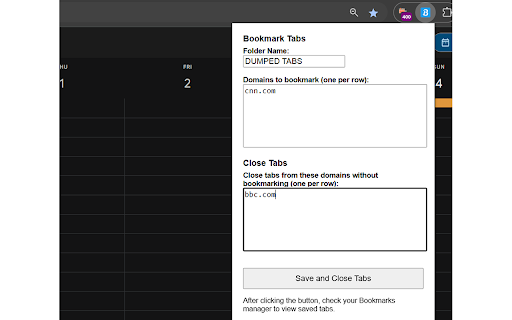 Bookmark and Close Tabs  from Chrome web store to be run with OffiDocs Chromium online
