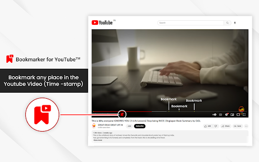 Bookmarker for YouTube™  from Chrome web store to be run with OffiDocs Chromium online