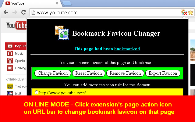 Bookmark Favicon Changer  from Chrome web store to be run with OffiDocs Chromium online