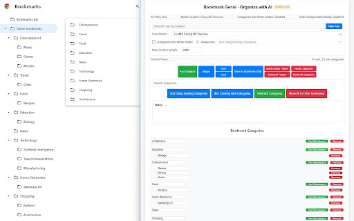 Bookmark Genie Organize with AI  from Chrome web store to be run with OffiDocs Chromium online