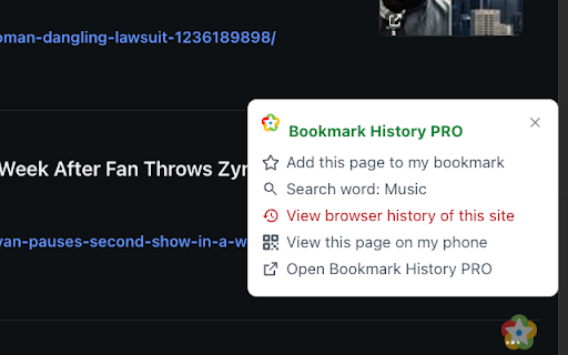 Bookmark History Manager PRO  from Chrome web store to be run with OffiDocs Chromium online