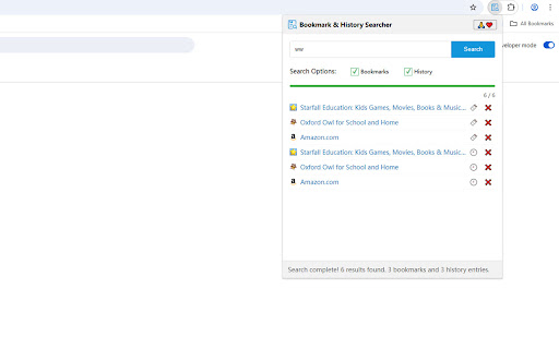 Bookmark  History Quick Search  from Chrome web store to be run with OffiDocs Chromium online