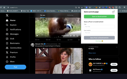 Bookmarkish  from Chrome web store to be run with OffiDocs Chromium online