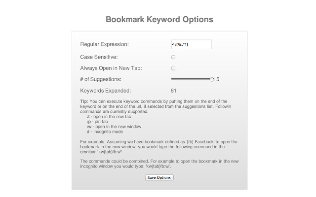 Bookmark Keyword  from Chrome web store to be run with OffiDocs Chromium online