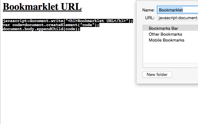 Bookmarklet URL  from Chrome web store to be run with OffiDocs Chromium online