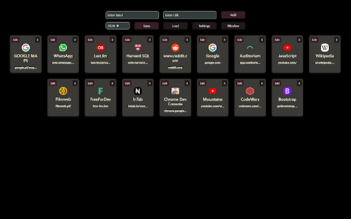 Bookmark Manager DashTab  from Chrome web store to be run with OffiDocs Chromium online