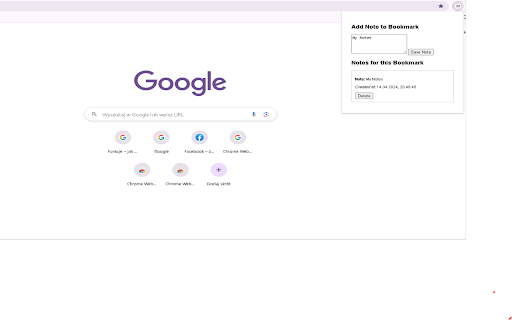 Bookmark Notes  from Chrome web store to be run with OffiDocs Chromium online