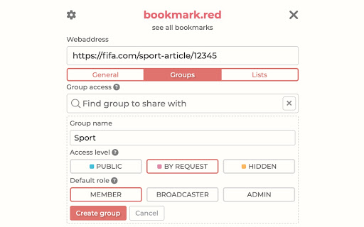 bookmark.red  from Chrome web store to be run with OffiDocs Chromium online
