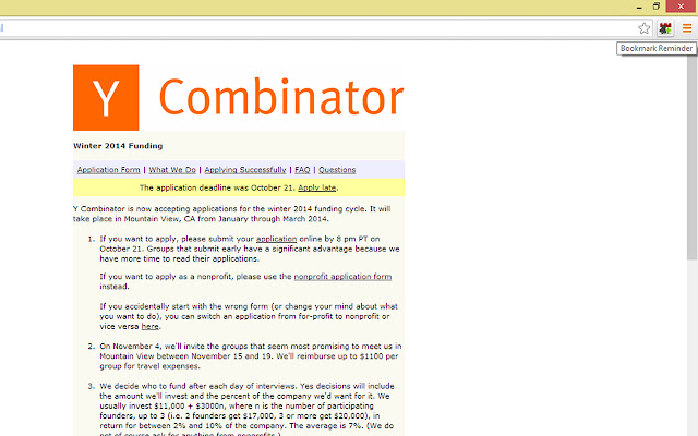 Bookmark Reminder  from Chrome web store to be run with OffiDocs Chromium online