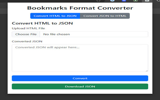 Bookmarks Converter  from Chrome web store to be run with OffiDocs Chromium online