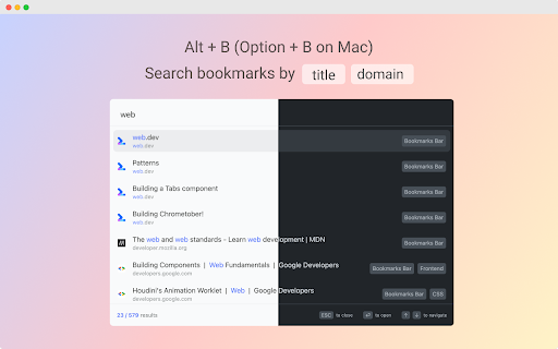 Bookmarks palette  from Chrome web store to be run with OffiDocs Chromium online
