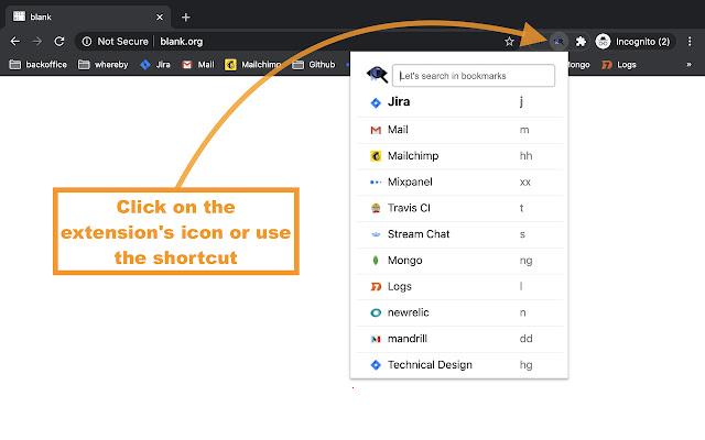 Bookmarks Quick Search  from Chrome web store to be run with OffiDocs Chromium online