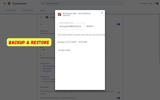 Bookmarks Sync Sync  Backup bookmarks  from Chrome web store to be run with OffiDocs Chromium online