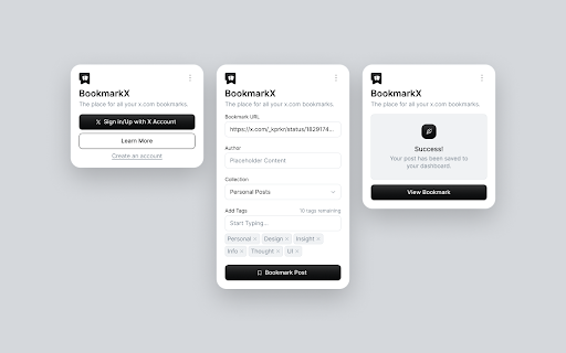 BookmarkX The place for all your x.com bookmarks.  from Chrome web store to be run with OffiDocs Chromium online