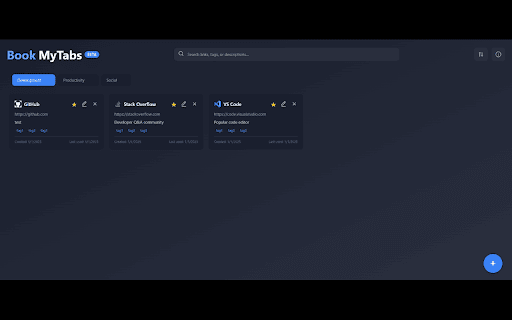 BookMyTabs  from Chrome web store to be run with OffiDocs Chromium online