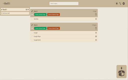 Bookshelf  from Chrome web store to be run with OffiDocs Chromium online