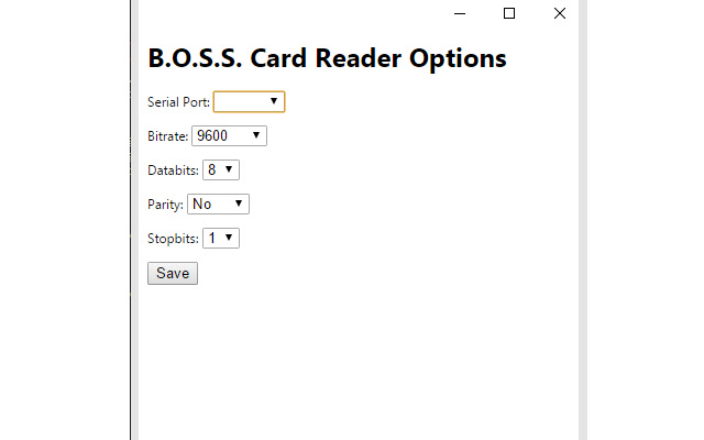 b.o.s.s. cardreader app  from Chrome web store to be run with OffiDocs Chromium online