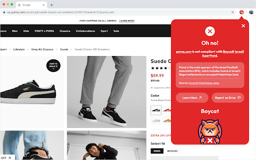 Boycat Extension  from Chrome web store to be run with OffiDocs Chromium online