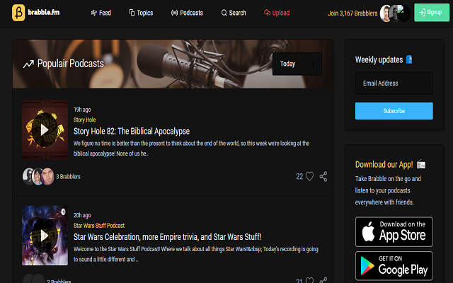 Brabble.Fm Growing podcast community  from Chrome web store to be run with OffiDocs Chromium online