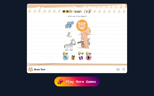 Brain Test Game in Browser Free  Offline available  from Chrome web store to be run with OffiDocs Chromium online