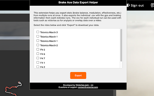 Brake Ace Data Export Helper  from Chrome web store to be run with OffiDocs Chromium online