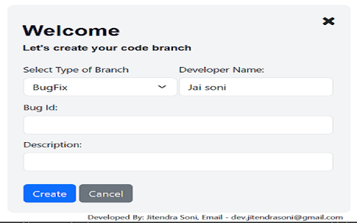 Branch Name Creation  from Chrome web store to be run with OffiDocs Chromium online