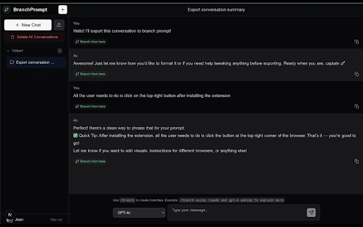 BranchPrompt Import  from Chrome web store to be run with OffiDocs Chromium online