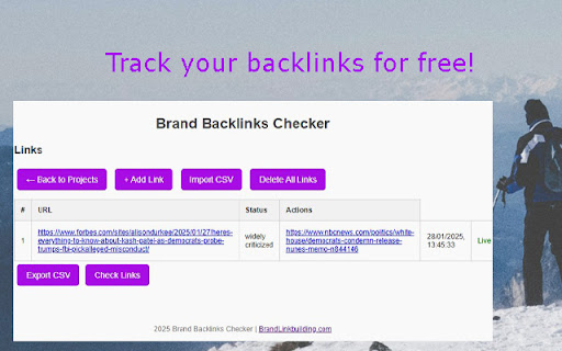 Brand Backlinks Checker  from Chrome web store to be run with OffiDocs Chromium online