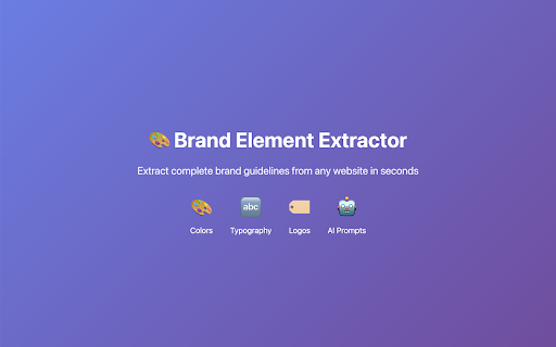 Brand Element Extractor  from Chrome web store to be run with OffiDocs Chromium online
