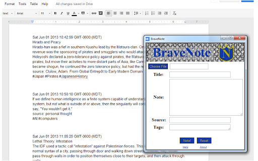 BraveNote  from Chrome web store to be run with OffiDocs Chromium online