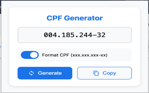 Brazilian CPF Generator  from Chrome web store to be run with OffiDocs Chromium online