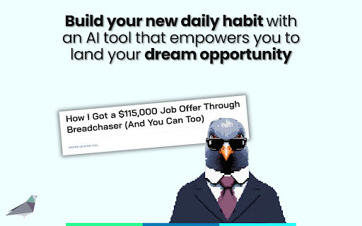 Breadchaser Custom networking messages  job apps with AI  from Chrome web store to be run with OffiDocs Chromium online