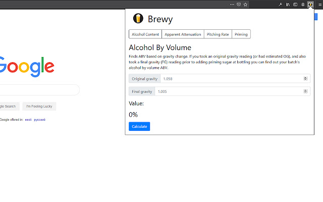 Brewy  from Chrome web store to be run with OffiDocs Chromium online