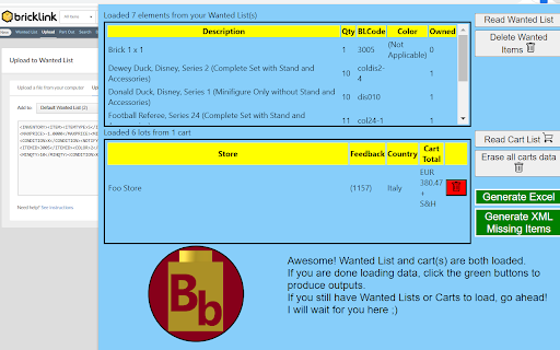 BrickBuddy  from Chrome web store to be run with OffiDocs Chromium online