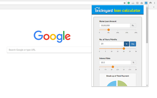 BricksYard Loan EMI Calculator  from Chrome web store to be run with OffiDocs Chromium online