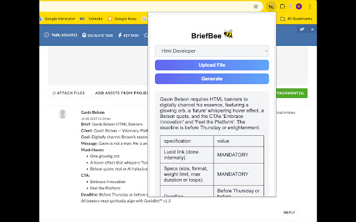 BriefBee  from Chrome web store to be run with OffiDocs Chromium online