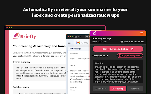 Briefly: AI meeting summary  email follow up  from Chrome web store to be run with OffiDocs Chromium online