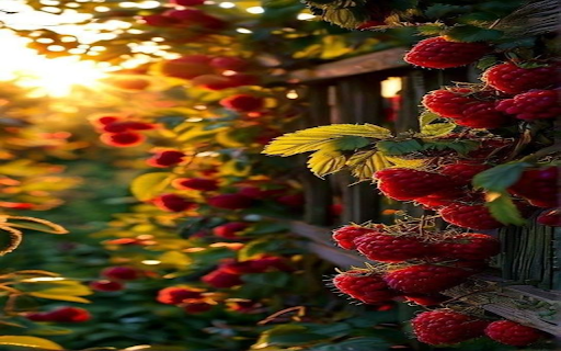 Bright red raspberry garden wallpaper  from Chrome web store to be run with OffiDocs Chromium online