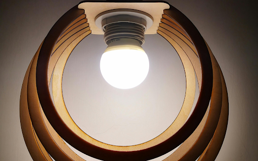 Brown Round Light Fixture Turned on in Room  from Chrome web store to be run with OffiDocs Chromium online
