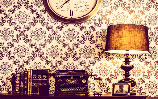 Brown Wooden Table Lamp Beside of Black Typwriter  from Chrome web store to be run with OffiDocs Chromium online