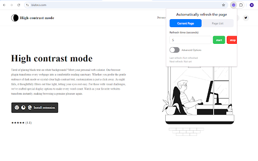 Browser auto refresh  from Chrome web store to be run with OffiDocs Chromium online