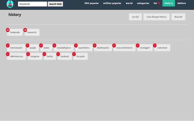 Browser History  from Chrome web store to be run with OffiDocs Chromium online
