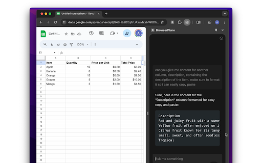 BrowserPlane  from Chrome web store to be run with OffiDocs Chromium online