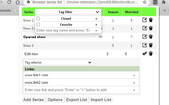Browser series list  from Chrome web store to be run with OffiDocs Chromium online