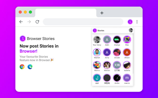 Browser Stories  from Chrome web store to be run with OffiDocs Chromium online